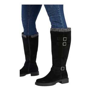 JUSTFAB Noel Black Caviar Tall Flat Boots with Knit Cuff - Women's Size 7.5